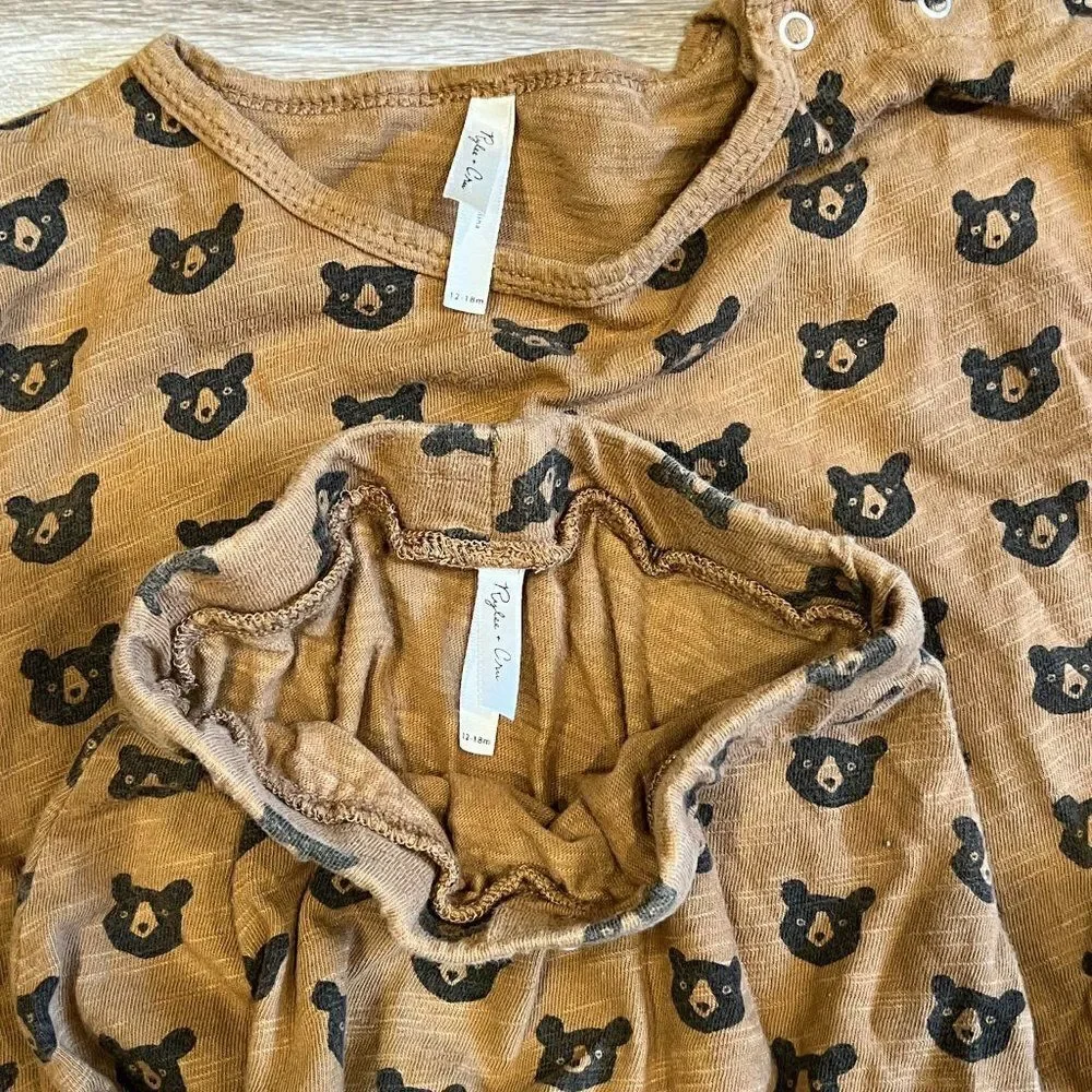 Rylee + Cru Black Bears Top and Pant Set, Size 12-18M